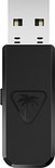 Zwarte USB-dongle met het Turtle Beach palmboom logo.