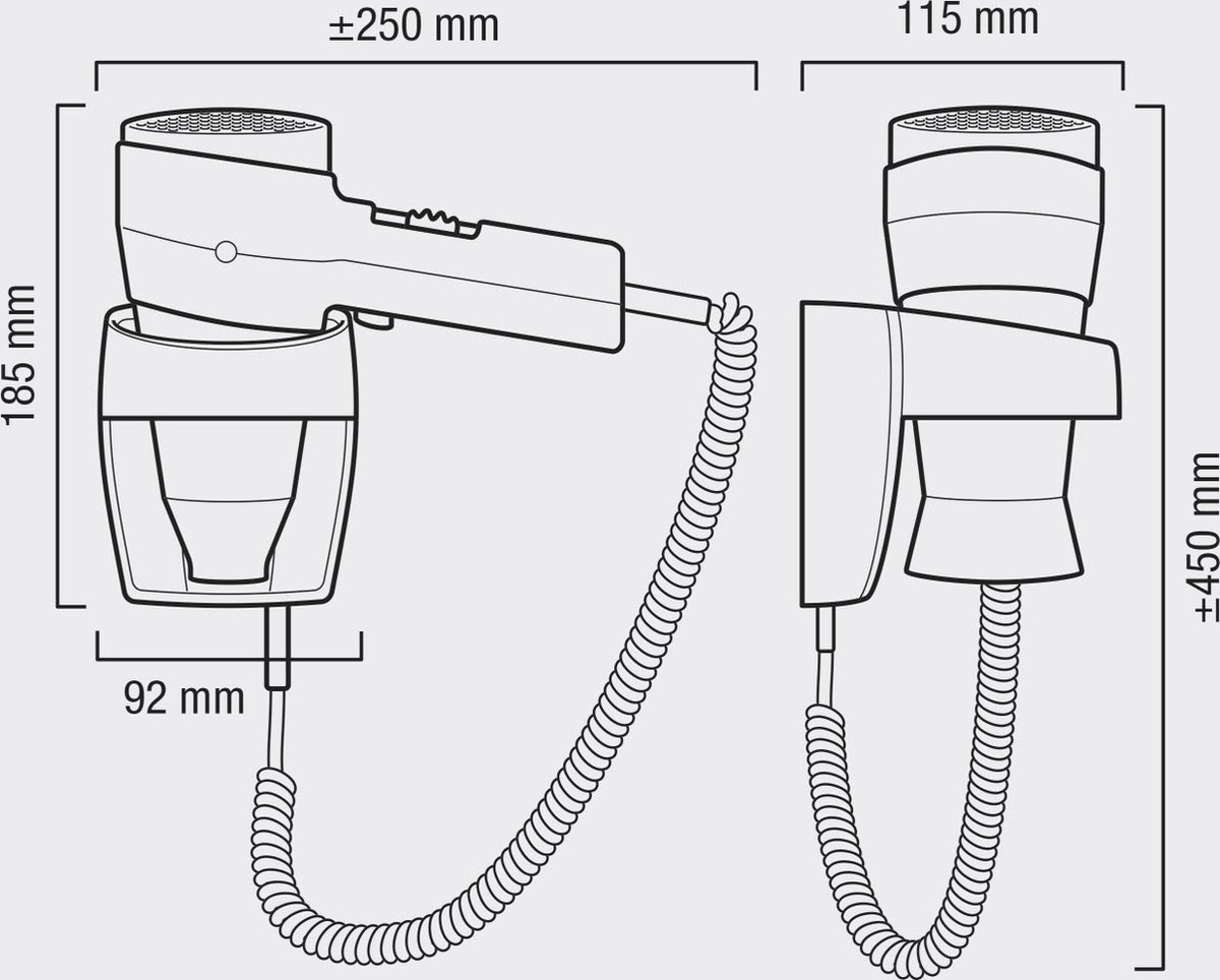 Witte Valera 542-14-038A Wandhaardroger 1800W - afbeelding 2