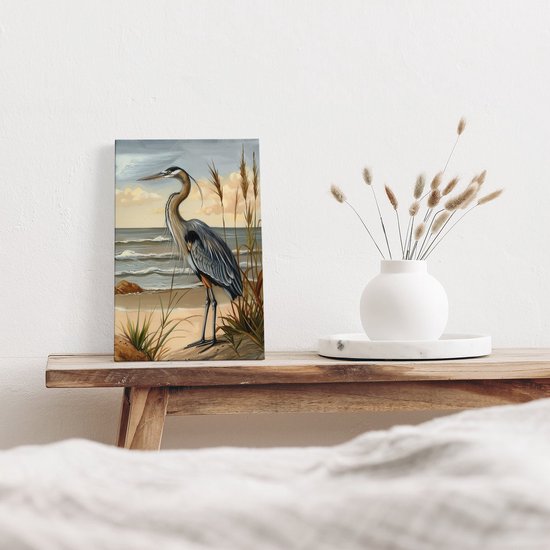 Artaza Peinture sur toile Héron bleu debout sur la plage – 20 x 30 – Klein – Photo sur toile – Impression sur toile