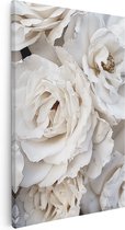Artaza Canvas Schilderij Close-Up van Witte Rozen - 20x30 - Klein - Foto Op Canvas - Canvas Print