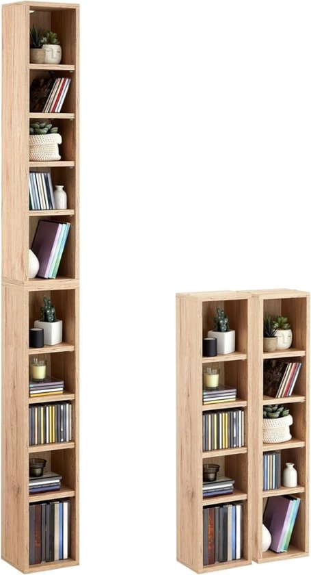 CD/DVD Kast - Audio meubel - Platenkast - Platenspeler Rek - LP Houder - Opbergsysteem - Authentiek - 20 x 186 x 17 cm - Modern