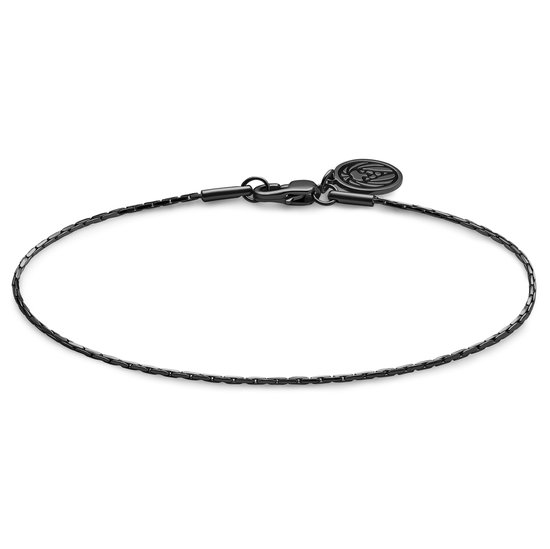 Essentials | 1 mm Gunmetal Zwarte Armband met Rechthoekige Venetiaanse Schakels