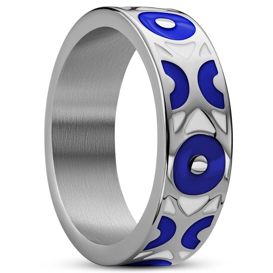 Evil Eye | 7 mm Donkerblauwe Roestvrijstalen Ring