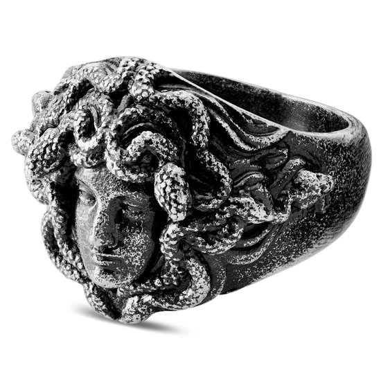 Obelius | Chevalière Medusa en métal argenté vintage