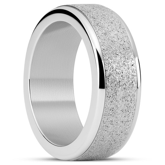 Enthumema | 8 mm Glitterende Zilverkleurige Roestvrijstalen Fidget Ring
