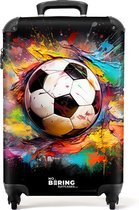Bol.com NoBoringSuitcases.com® - Kinderkoffer jongen met graffiti voetbal - Kindertrolley jongens - Handbagage koffer lichtgewic... aanbieding