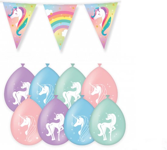 Toylink Eenhoorn feesttasvullers 48 stuks meisjesfeestartikelen met 25 x 30 cm eenhoorn trekkoord zakken siliconen armbanden sleutelhanger tatoeages