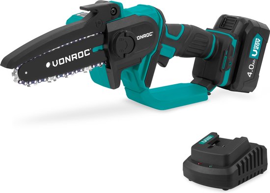 VONROC Mini Kettingzaag 20V – 152mm - Incl. 4.0Ah accu en snellader
