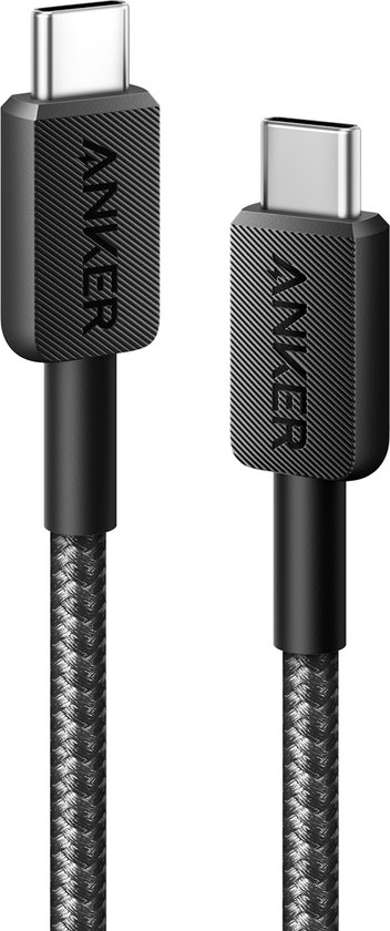 Anker 322 (60W) Gevlochten USB-C naar USB-C Kabel 0.9M Zwart