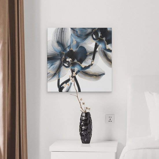 Artaza Peinture sur toile Deux orchidées bleues sur fond Witte - 40 x 40 - Klein - Photo sur toile - Impression sur toile