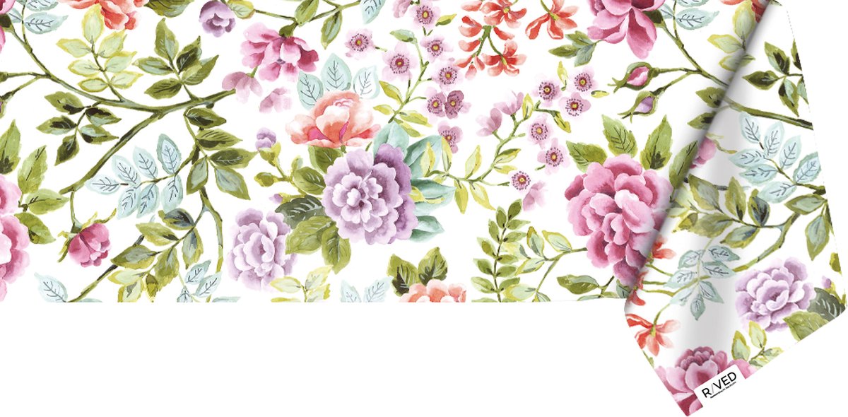 Raved Tafelzeil 140×200 cm - Hortensia Groen – PVC - Afwasbaar - Binnen/Buiten