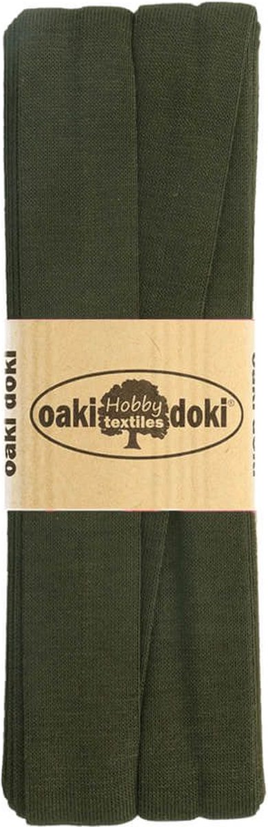 Oaki Doki Jersey Tricot Biaisband 20mm – 3 Meter – Kleur 949 Donkergroen – Elastisch Afwerkingslint voor Naaiprojecten