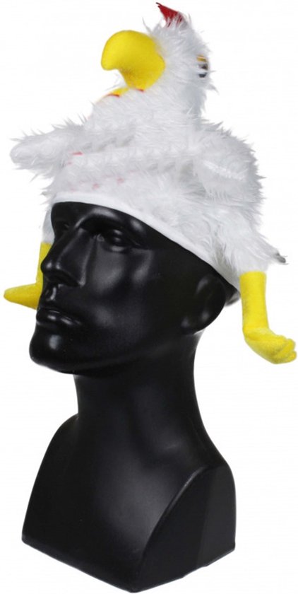 Verkleed hoedje Kip - Kippetjes op je kop - wit - volwassenen - Carnaval - vrijgezellen feesthoed