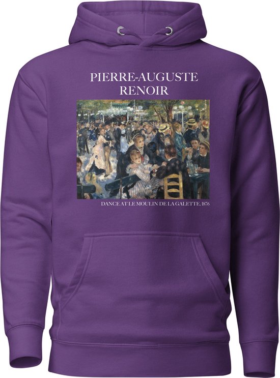 Pierre-Auguste Renoir 'Dans in Le Moulin de la Galette' ("Dance at Le Moulin de la Galette") Beroemd Schilderij Hoodie | Unisex Premium Kunst Hoodie | Paars | M
