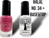 Halal Nagellak - BreathEasy - nagellak no. 34 + Base&Top - waterdoorlatend - luchtdoorlatend - Halal - Combideal