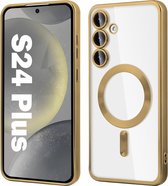 Magnetic Clear Silicone hoesje met geïntegreerde Camera Lens Protector - schokbestendig [Magsafe Magnetische Ring Case] - goud - Geschikt voor Samsung Galaxy S24 Plus