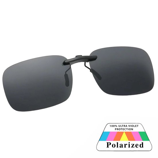 Fako Sunglasses® - Clip On Voorzet Zonnebril - Overzet Clip-on - Polariserend - Polarized - Medium - 135x40mm - Zwart