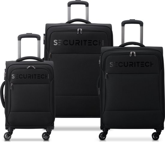 Securitech By Delsey Paris - Set valise Vanguard - 3 pièces - Bagage à main 35L + bagage soute 71L et 106L - Zwart