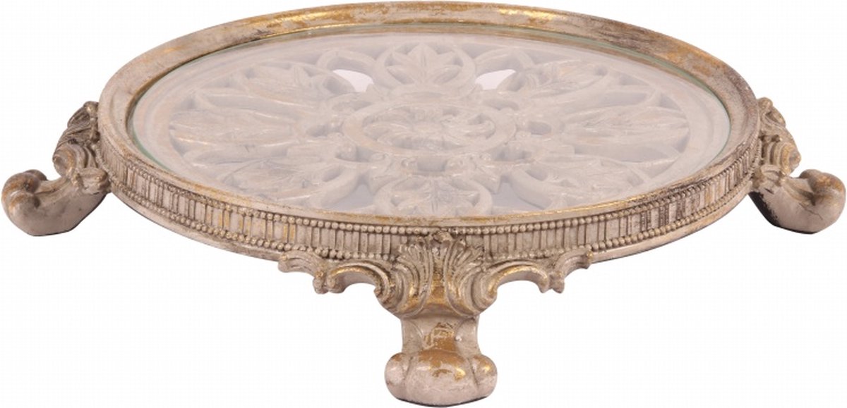 Baroque - Decoratieve schaal - Decoratief Plateau Rond 35 cm - Bruin - Resin - 8x35x35 - Polyresin