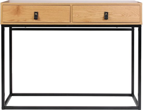 Home Deco - Abbott dressoir met 2 lades en zwart metalen onder frame - 80,5x100x35 cm