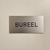 Deurbordje "Bureel" | 20 x 10 cm | Geborsteld aluminium | Dikte: 3 mm | Wegwijs | Kantoor | Receptie | Praktijk | Openbaar gebouw | Office | 1 stuk
