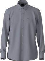BOSS Joe regular fit overhemd - structuur - grijs - Strijkvriendelijk - Boordmaat: 38