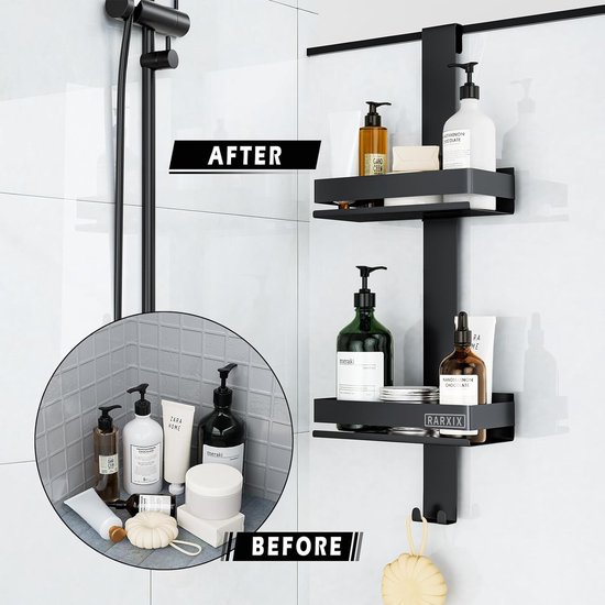 ZTBH Badkamer Planken Badkamer Douche Plank, Badkamer Hoek plank, Wandmontage Keuken Opberghouder Badkamer Organizer (Kleur: 40cm wit