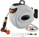 Bol.com Tuinslang met haspel - tuinslanghouder - intrekbare slang - Draaibare wandbeugel - slangenbox - 35 meter - Grijs aanbieding