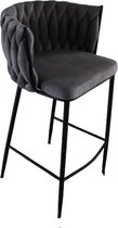 Bol.com Geweven Wave Barkruk Bar stoel / chair Hoog Grey Velvet aanbieding