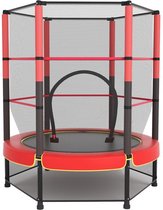 K IKIDO Kinder Trampoline - Trampoline met verhoogd Veiligheidsnet - Ø140 x 160cm - Indoor&Outdoor Kindertrampoline - Rood