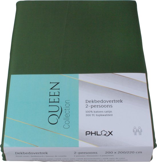 PHLOX Dekbedovertrek Queen - 100% Katoen Satijnen (300 TC) - Lits Jumeaux 240x200/220 cm + 2 Kussenslopen - Zacht & Huidvriendelijk - Groen van Merkloos — afbeelding 3