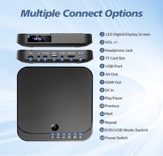 Stellar DVD Speler - DVD Speler met HDMI - DVD Speler - DVD Speler HDMI - DVD Speler Laptop - Inclusief HDMI Kabel - Met afstandsbediening - DVD en CD speler - DVD films — afbeelding 5