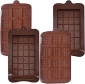 Chocoladevorm, 4 stuks siliconen breekbare chocoladevormen, snoepvormen, bakvormen, chocoladevormen, voor chocolade, snoep, gelei, ijsblokjes