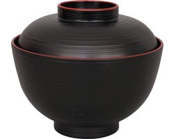 Zwart/Rode Kom - Lacquerware - 10.8 x 6.35cm 300ml
