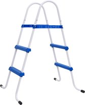 Zwembadladder 84 cm Blauw met Wit | Ladder - Zwembad - Badladder | Stalen frame - max 150 kg