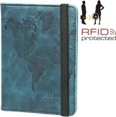 Aventix Paspoort hoesje - Paspoorthouder - Paspoort cover - Met RFID Bescherming - Blauw - Vaderdag Cadeau