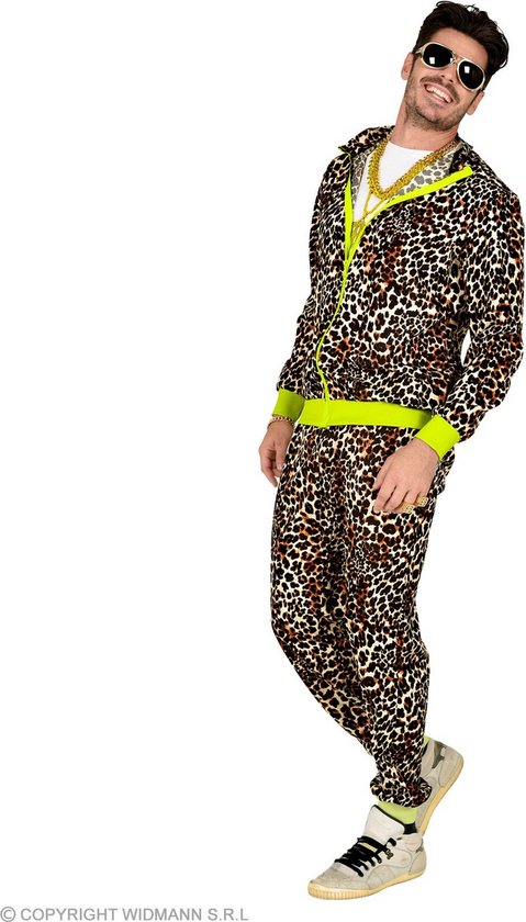 WIDMANN - Jaren '80 luipaard trainingspak kostuum voor volwassenen