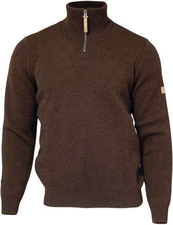 Ivanhoe trui NLS Elm Coffee Bean half zip - 100% zuivere ongeverfde wol