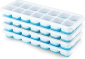 IJsblokjesbakje, 4 stuks, siliconen ijsblokjesbakken met deksel, ruimtebesparende en stapelbare ijsbak, LFGB-gecertificeerd en BPA-vrij, vierkante ijsblokjesbakken, gemakkelijk te verwijderen
