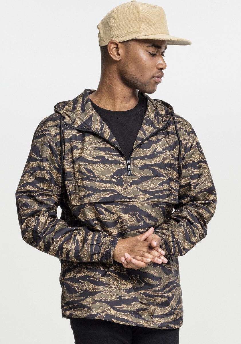 Urban Classics Tiger Camo Pullover Jas L Groen
