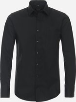 Redmond modern fit overhemd - popeline - zwart - Strijkvriendelijk - Boordmaat: 45/46
