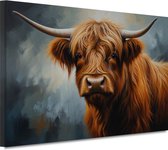 Koe wanddecoratie - Dier schilderijen - Schilderijen canvas Ogen - Wanddecoratie industrieel - Canvas schilderij - Muurdecoratie 90x60 cm