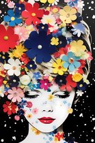 Gezicht posters - Mens tuinposter - Tuinposters Bloemen - Tuinschilderij voor buiten - Schuttingdoek - Decoratie tuin tuinposter 70x105 cm