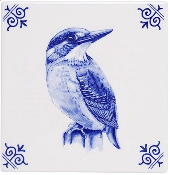 Heinen Delfts Blauw - Tegel 'Ijsvogel'