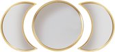 Sass & Belle spiegel schijngestalte maan 3-delig goudkleurig 39 cm - decoratieve spiegel - spiegel in 3 delen - metalen rand - wandspiegel - ophangbaar