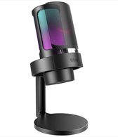 USB-microfoon Plug And Play - Zwart - PC, gaming-microfoon voor streaming podcast studio, microfoon USBC voor PS4, PS5, MAC, met RGB-bediening, mute-schakelaar, hoofdtelefoonaansluiting, popfilter