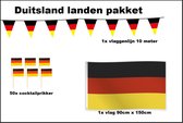 Landen versiering pakket Duitsland - Vlag Duitsland(90cmx150cm) - Cocktailprikkers Duitsland(50stuks) - Vlaggenlijn Duitsland 10 meter(1 stuks) - EK voetbal Europa festival evenement party decoratie (Duitsland)