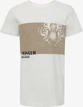 Unsigned jongens T-shirt wit beige tijger opdruk - Maat 134/140