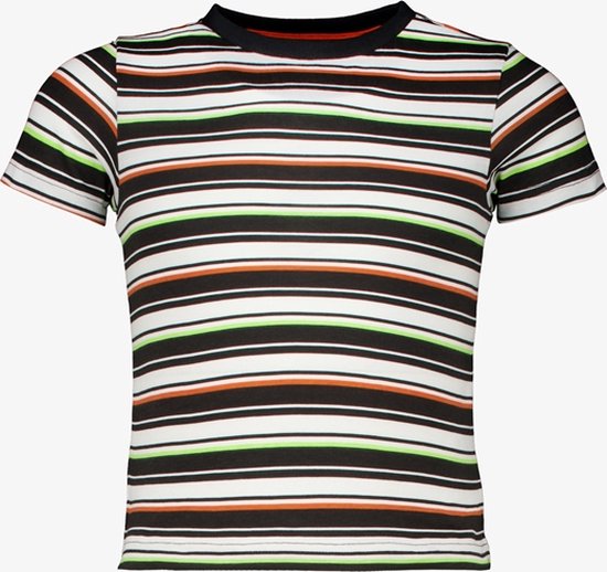 Unsigned jongens T-shirt met strepen - Zwart - Maat 110/116