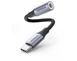 UGREEN Audio Jack Adapter USB C naar 3.5mm Hoofdtelefoon Adapter Nylon Aux Kabel Compatibel met Huawei, Xiaomi, One Plus, Sony, Smartisan smartphones (Zwart）